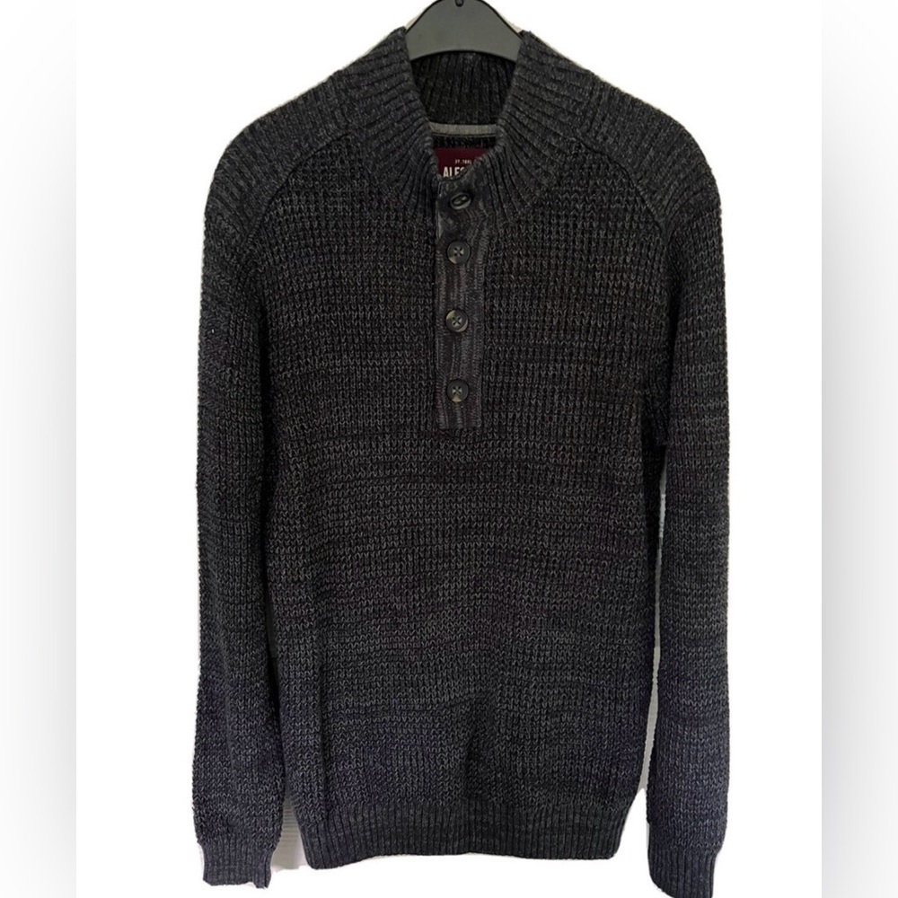 Alesbury gray knit cotton henley pullover Oversized sweater